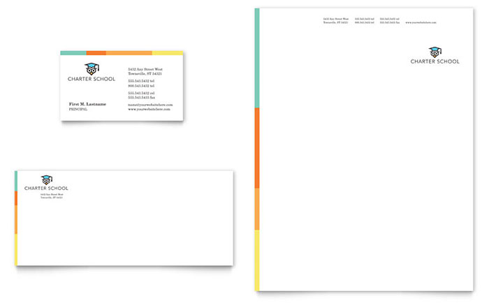 charter-school-marketing-business-card-letterhead-template Charter school marketing business card and letterhead design template