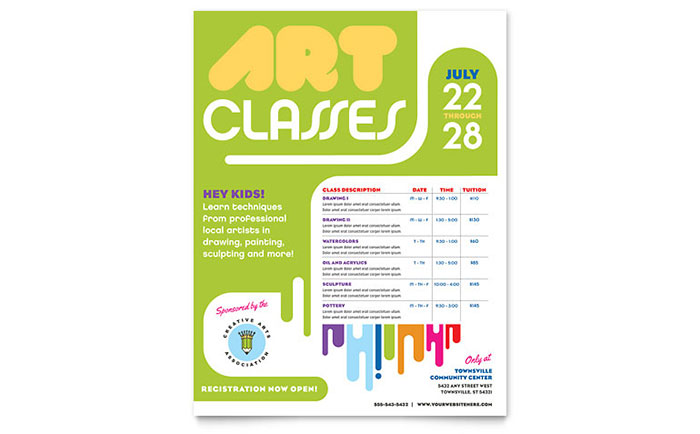 Class schedule handout template example