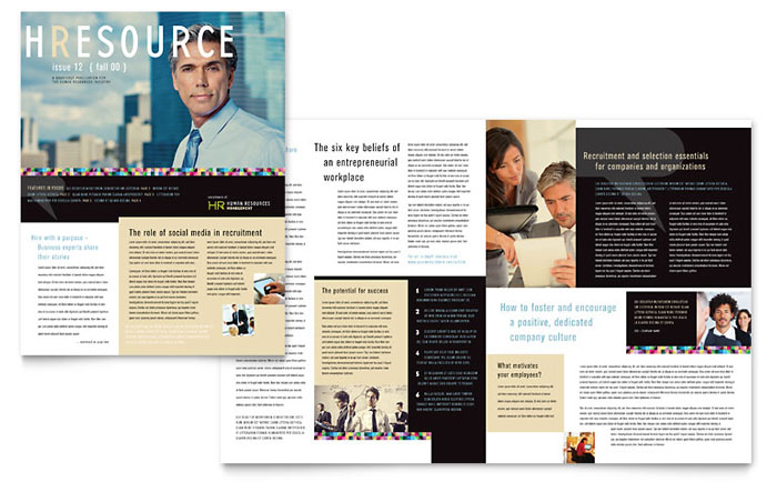 Corporate newsletter template for company updates in InDesign