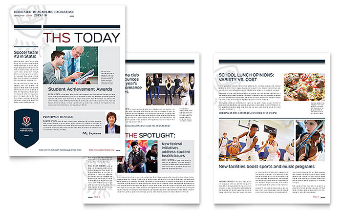 High School Classroom Newsletter Design Example