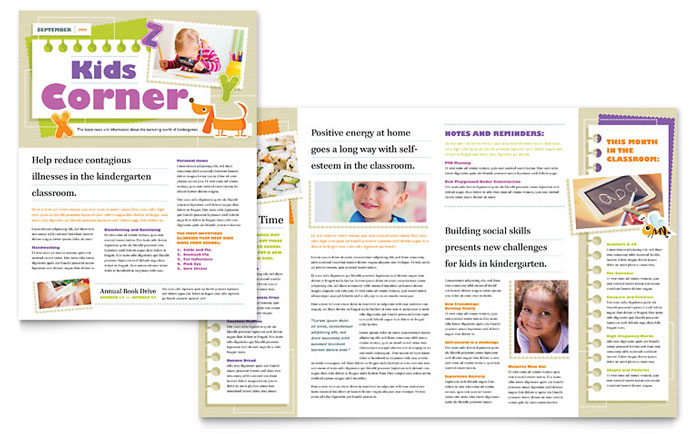 Kindergarten Classroom Newsletter Design Example