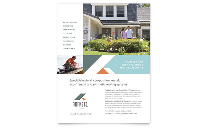 Roofing Company Single Page Brochure Template