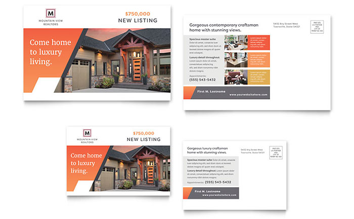 Real estate postcard template for property marketing in InDesign