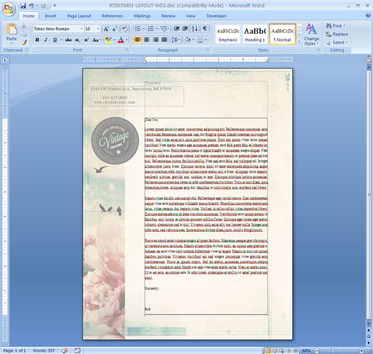 Letterhead Layout with Header in Word