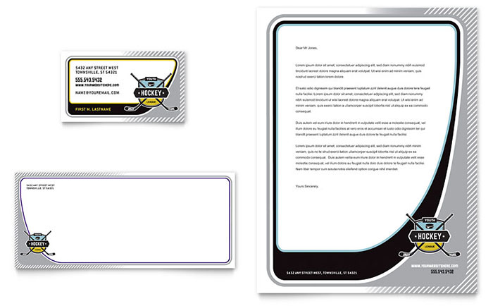 Hockey Sports Team Stationery Design Example