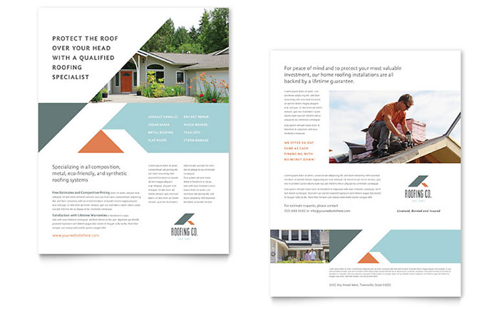 Roofing Company Two Page Brochure Template