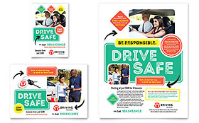 Driving School Flyer & Ad Template Design - InDesign, Illustrator, Word, Publisher, Pages, QuarkXPress, CorelDraw