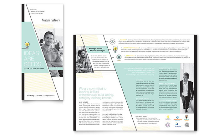 Venture Capital Firm Trifold Brochure Template Design - InDesign, Illustrator, Word, Publisher, Pages, QuarkXPress, CorelDraw