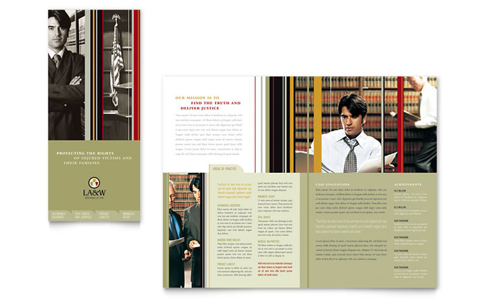 Lawyer & Law Firm Trifold Brochure Template Design - InDesign, Illustrator, Word, Publisher, Pages, QuarkXPress, CorelDraw