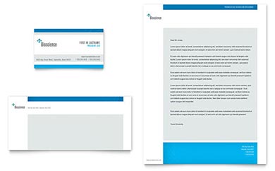 Science & Chemistry Business Card & Letterhead Template Design - InDesign, Illustrator, Word, Publisher, Pages, QuarkXPress, CorelDraw