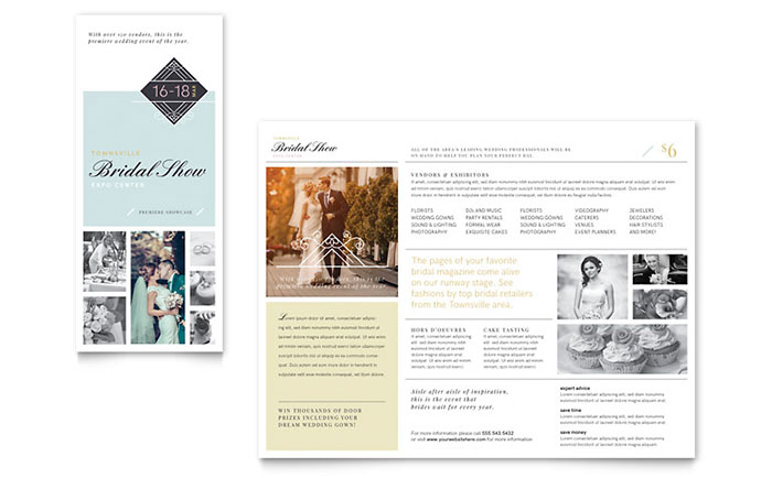 Bridal Show Trifold Brochure Template Design - InDesign, Illustrator, Word, Publisher, Pages, QuarkXPress, CorelDraw